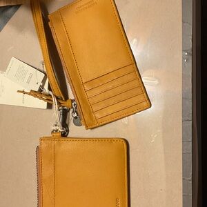 Lucky Brand Mustard Leather Card Holder and Wallet